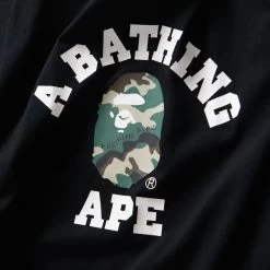 A Bathing Ape Woodland Camo College Tee - Black -Fashion clothing ABAthingApeTeeShirts1 5