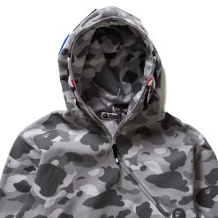 A Bathing Ape Honeycomb Camo Shark Hoodie - Grey -Fashion clothing ABathingApeBapeHoneycombSharkFZHoodieGrey131 111888SneakerPolitics 4