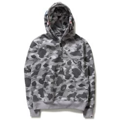 A Bathing Ape Honeycomb Camo Shark Hoodie - Grey