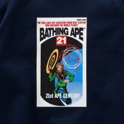 A Bathing Ape Relaxed Fit Crewneck - Navy 9 A Bathing Ape Relaxed Fit Crewneck - Navy -Fashion clothing ABathingApeBapeRelaxedFitCrewneckNavy131 111884SneakerPolitics 2