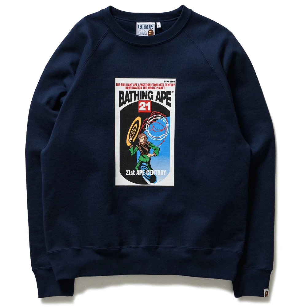 A Bathing Ape Relaxed Fit Crewneck - Navy 3 A Bathing Ape Relaxed Fit Crewneck - Navy