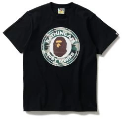 A Bathing Ape Woodland Camo Busy Works Tee - Black