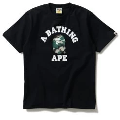 A Bathing Ape Woodland Camo College Tee - Black