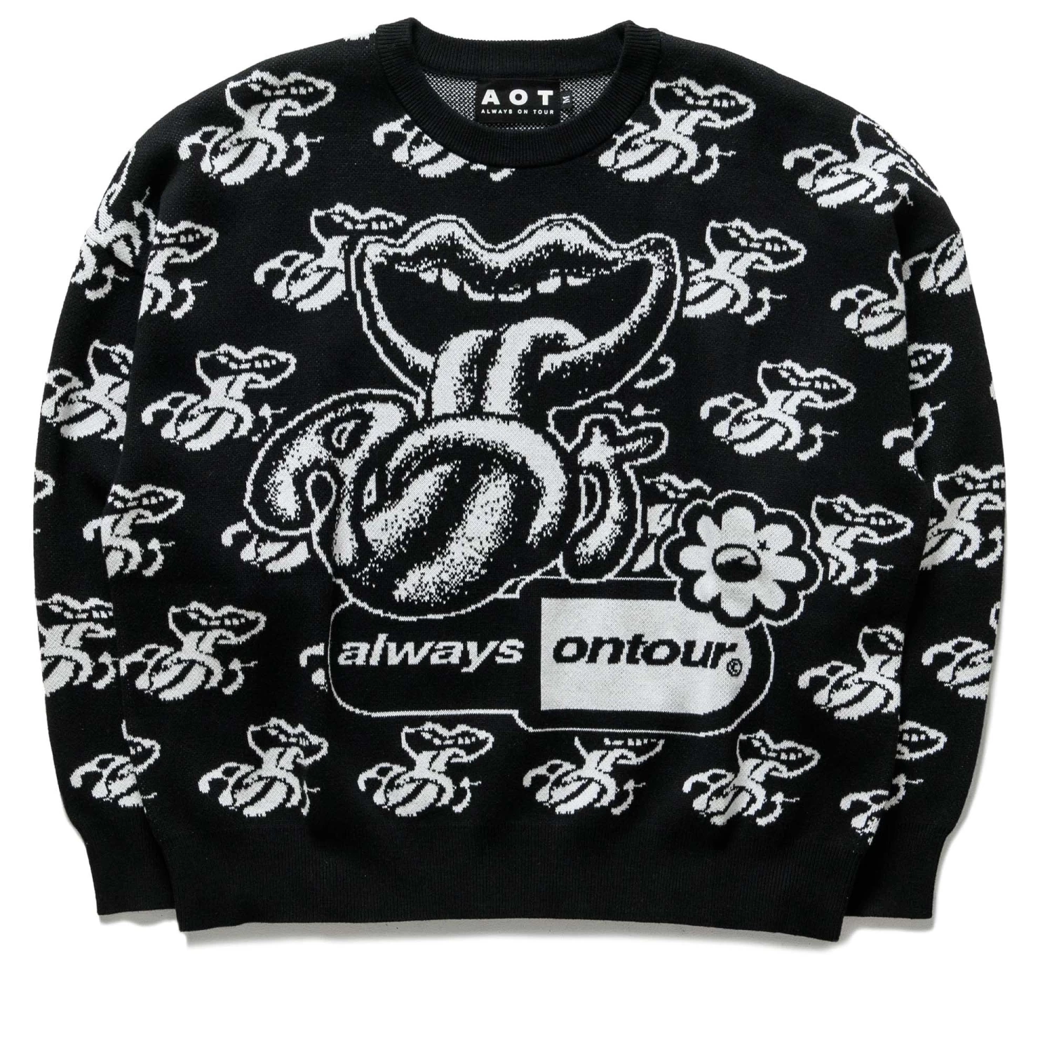 Always On Tour Lips Sweater - Black/White 3 Always On Tour Lips Sweater - Black/White