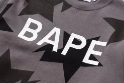 A Bathing Ape Pattern Crewneck - Black -Fashion clothing BAPEABathingApeGreyCrew1