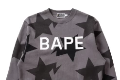 A Bathing Ape Pattern Crewneck - Black -Fashion clothing BAPEABathingApeGreyCrew4