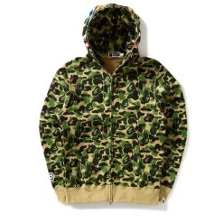 A Bathing Ape Camo Shark Hoodie - Green