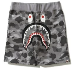A Bathing Ape Honeycomb Camo Shark Sweatshorts - Grey