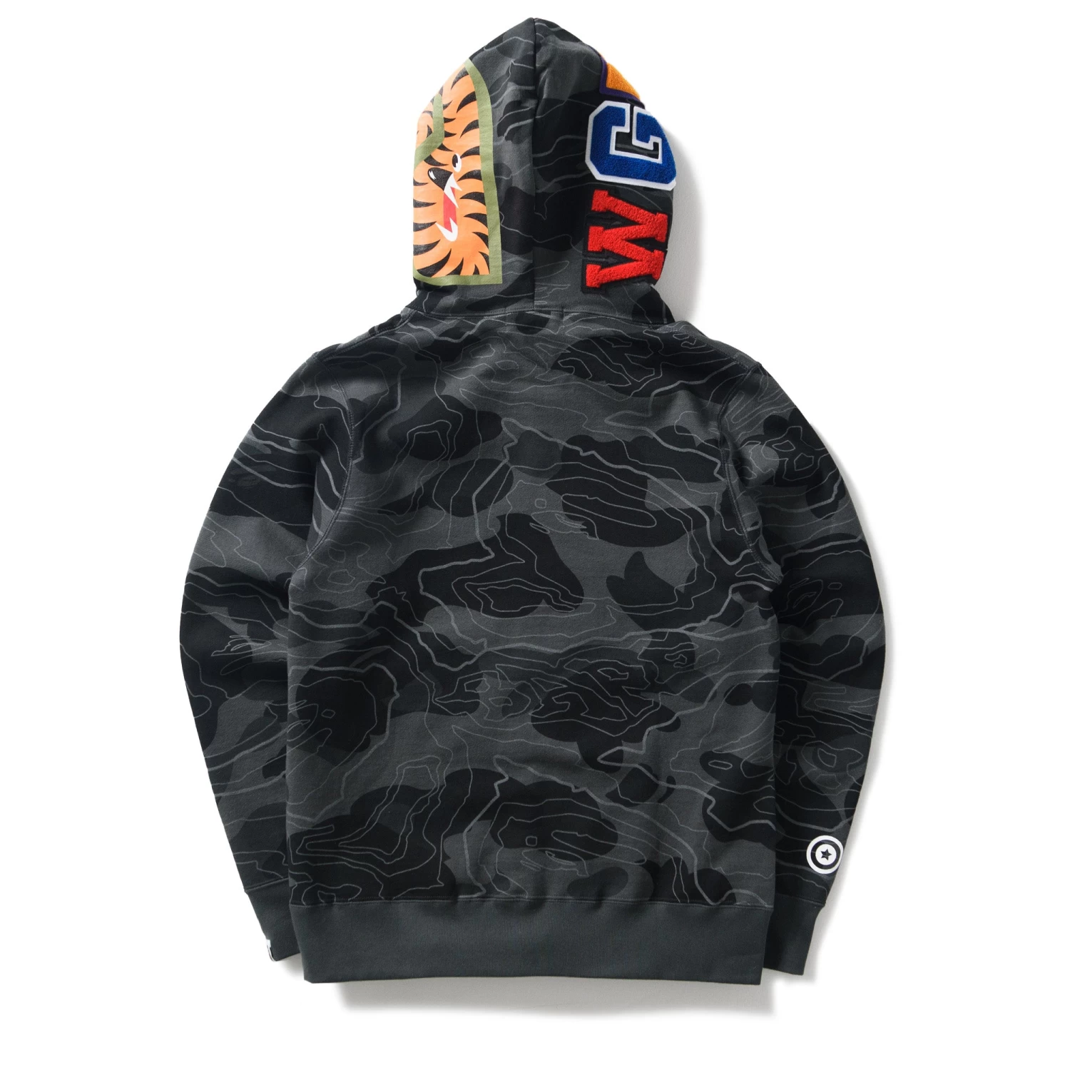 A Bathing Ape Layered Camo Shark Zip Hoodie - Black 4 A Bathing Ape Layered Camo Shark Zip Hoodie - Black - Image 2