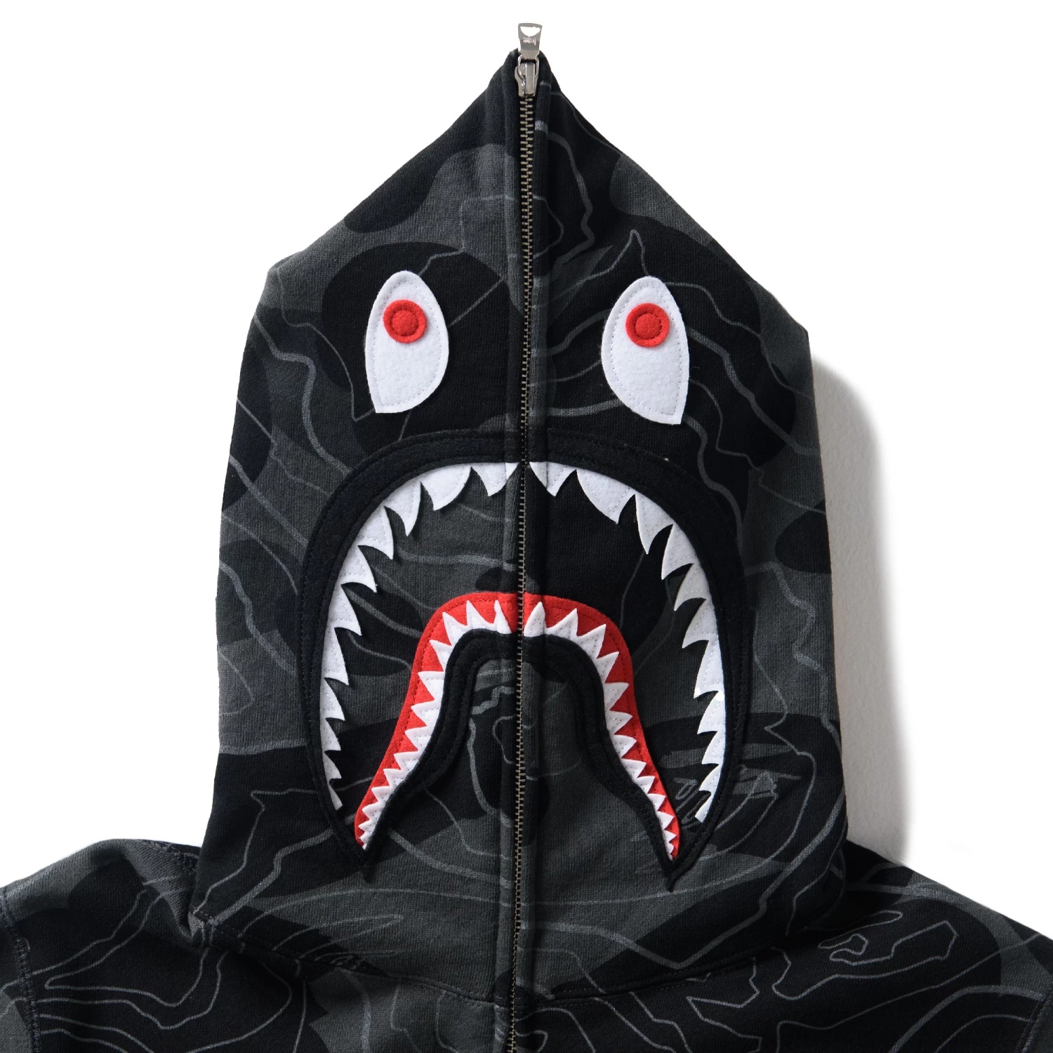 A Bathing Ape Layered Camo Shark Zip Hoodie - Black 6 A Bathing Ape Layered Camo Shark Zip Hoodie - Black - Image 4