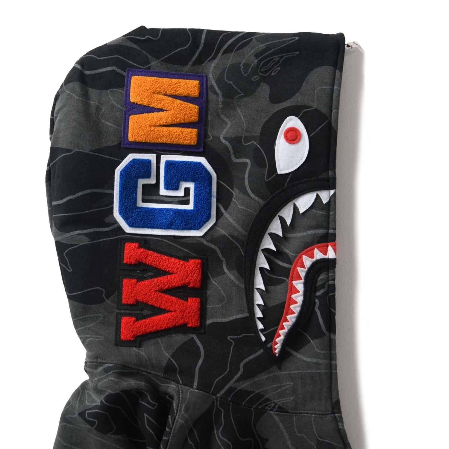 A Bathing Ape Layered Camo Shark Zip Hoodie - Black 8 A Bathing Ape Layered Camo Shark Zip Hoodie - Black - Image 6