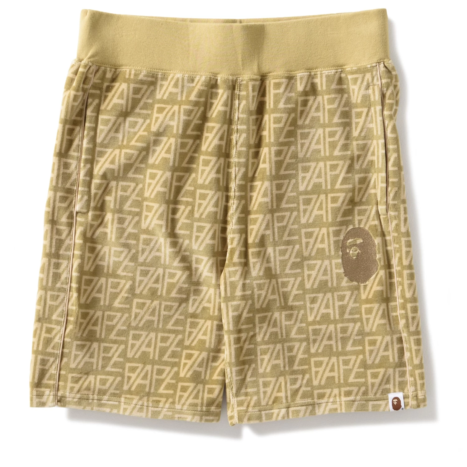 A Bathing Ape Logo Monogram Velour Shorts - Beige 3 A Bathing Ape Logo Monogram Velour Shorts - Beige