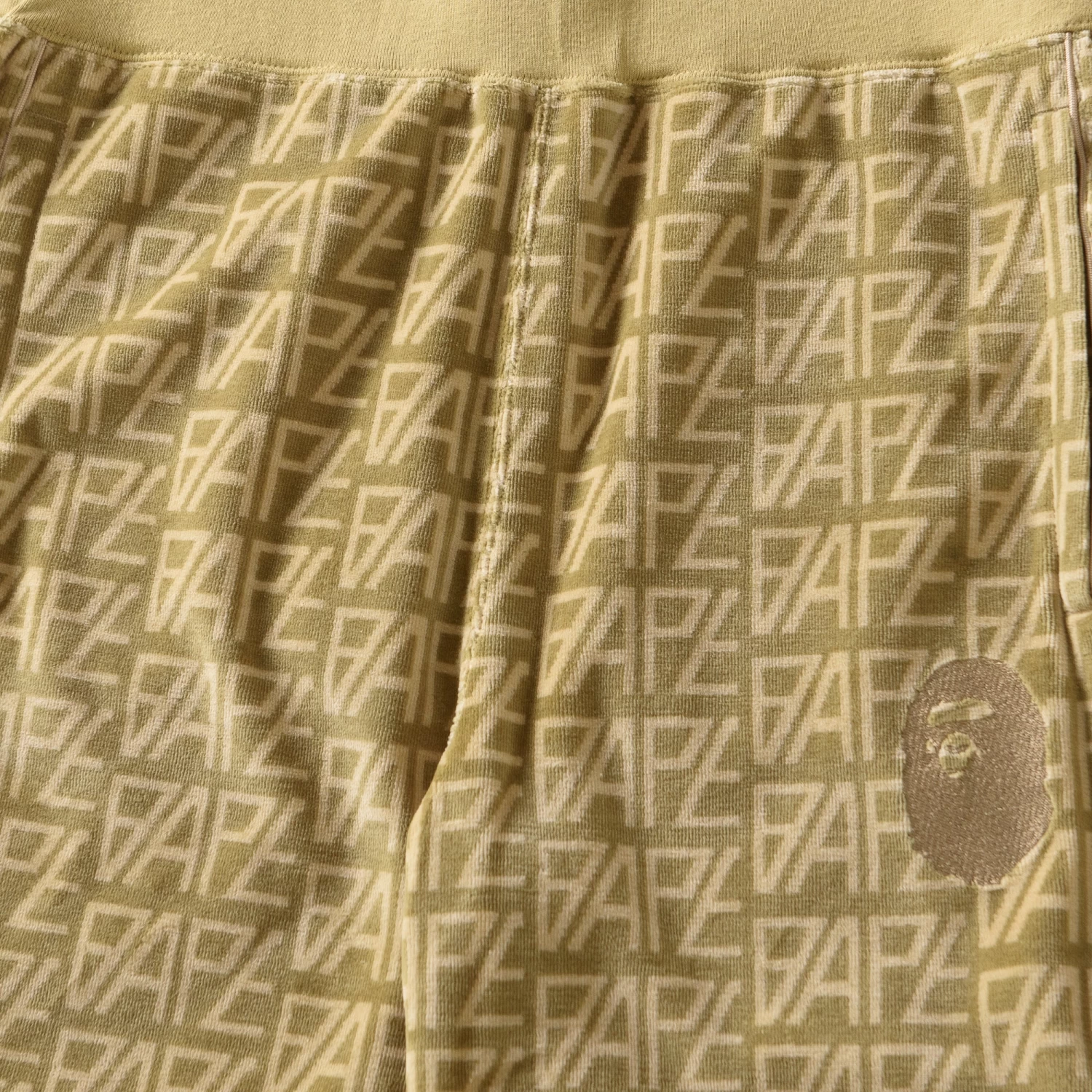 A Bathing Ape Logo Monogram Velour Shorts - Beige 6 A Bathing Ape Logo Monogram Velour Shorts - Beige - Image 4