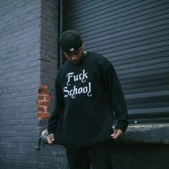 Born X Raised Fuck School Intarsia Sweater - Black -Fashion clothing BornxRaised Sneaker Politics 7