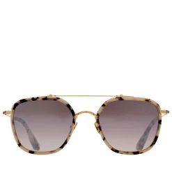 Krewe Austin Mirrored Sunglasses - Matte Oyster/24k Titanium/Amber Silver Gradient
