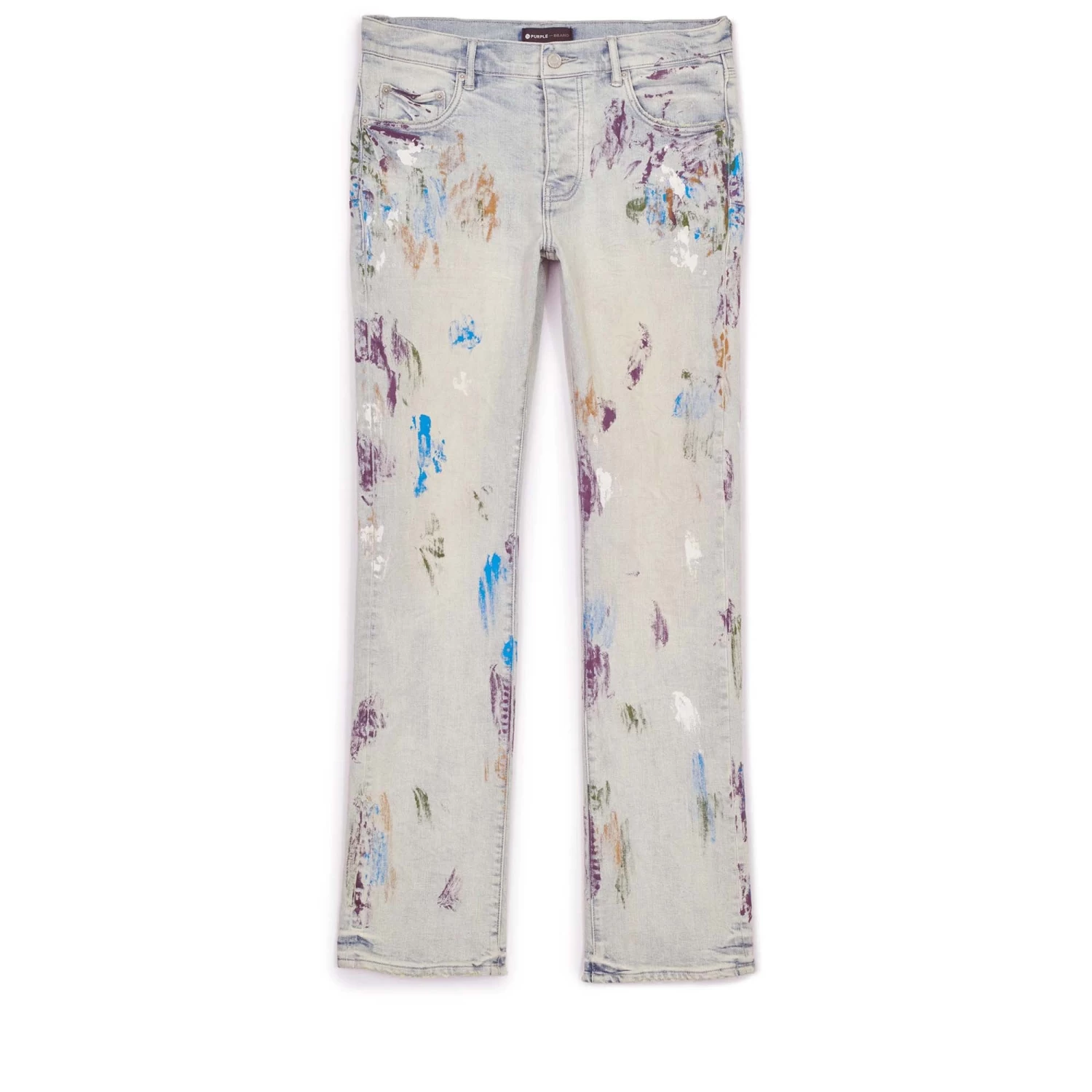 Purple Brand Bootcut Jean - Super Light Indigo With Paint 3 Purple Brand Bootcut Jean - Super Light Indigo With Paint