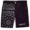 Purple Corduroy Bandana Shorts - Corduroy Bandana Print Black -Fashion clothing P020 CBBS222 1 c083b0aa 7d46 45d9 811c 5f12adc220f8