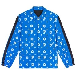 Purple Brand Reversible Monogram Coaches Jacket - Blue/Black