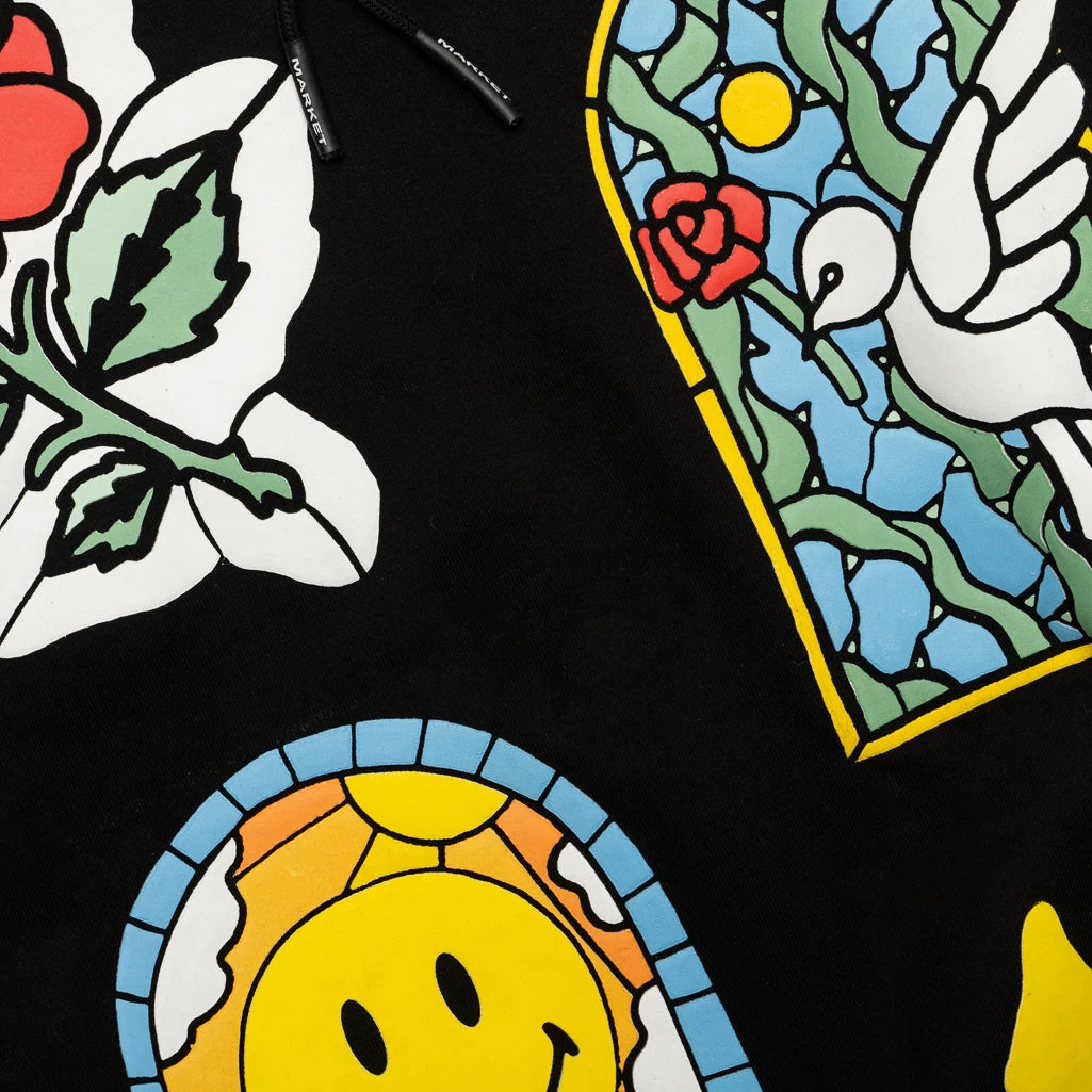 Market Smiley Cathedral Glass Hoodie - Black 5 Market Smiley Cathedral Glass Hoodie - Black - Image 3