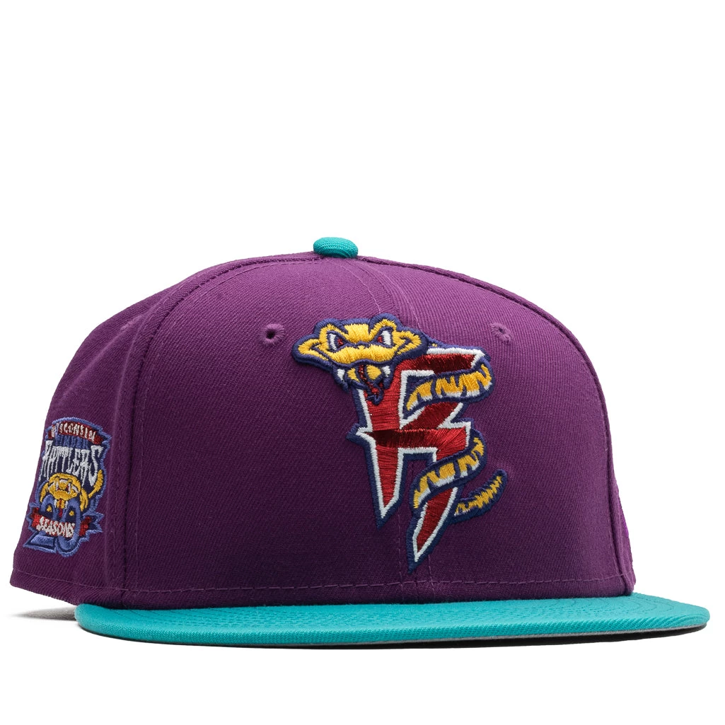 New Era X Politics Wisconsin Timber Rattlers 59FIFTY Fitted Hat - Magenta/Glacier 8 New Era X Politics Wisconsin Timber Rattlers 59FIFTY Fitted Hat - Magenta/Glacier - Image 6