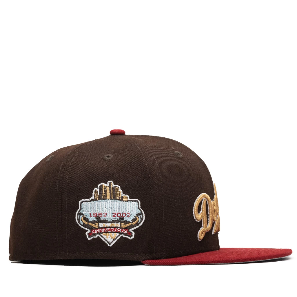 New Era X Politics Los Angeles Dodgers 59FIFTY Fitted Hat - Wood/Merlot 4 New Era X Politics Los Angeles Dodgers 59FIFTY Fitted Hat - Wood/Merlot - Image 2