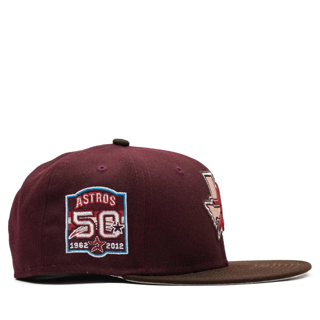 New Era X Politics Houston Astros 59FIFTY Fitted Hat - Beet/Cocoa 4 New Era X Politics Houston Astros 59FIFTY Fitted Hat - Beet/Cocoa - Image 2