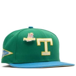 New Era X Politics Texas Rangers 59FIFTY Fitted Hat - Botanical Green/Air Force Blue -Fashion clothing Sneaker Politics NewEra TexasRangersGreenHat 131 1117712 WB 2