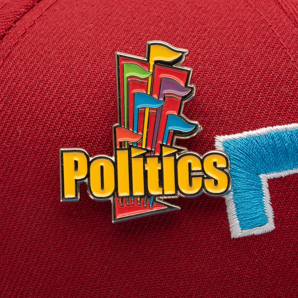 New Era X Politics Texas Rangers 59FIFTY Fitted Hat - Pinot Red/Cardinal Blue 9 New Era X Politics Texas Rangers 59FIFTY Fitted Hat - Pinot Red/Cardinal Blue - Image 7