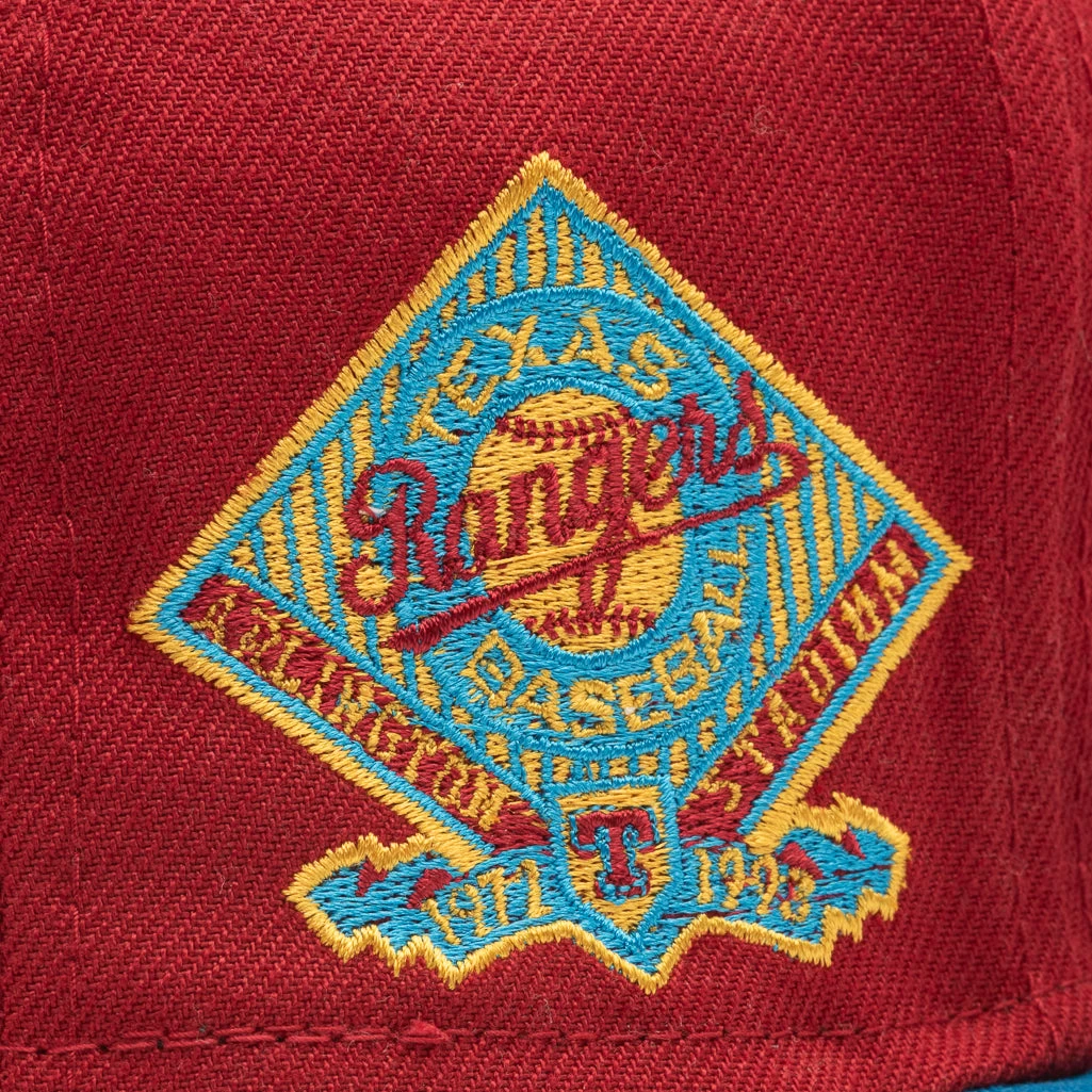 New Era X Politics Texas Rangers 59FIFTY Fitted Hat - Pinot Red/Cardinal Blue 11 New Era X Politics Texas Rangers 59FIFTY Fitted Hat - Pinot Red/Cardinal Blue - Image 9