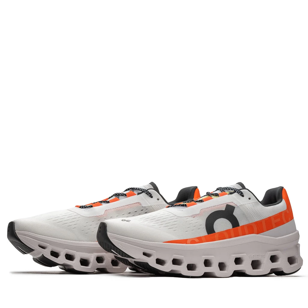 On Cloudmonster - Undyed White/Flame 5 On Cloudmonster - Undyed White/Flame - Image 3