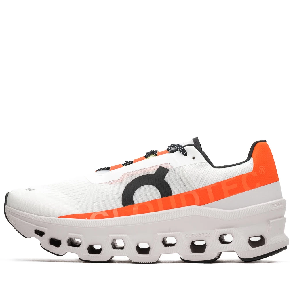 On Cloudmonster - Undyed White/Flame 3 On Cloudmonster - Undyed White/Flame