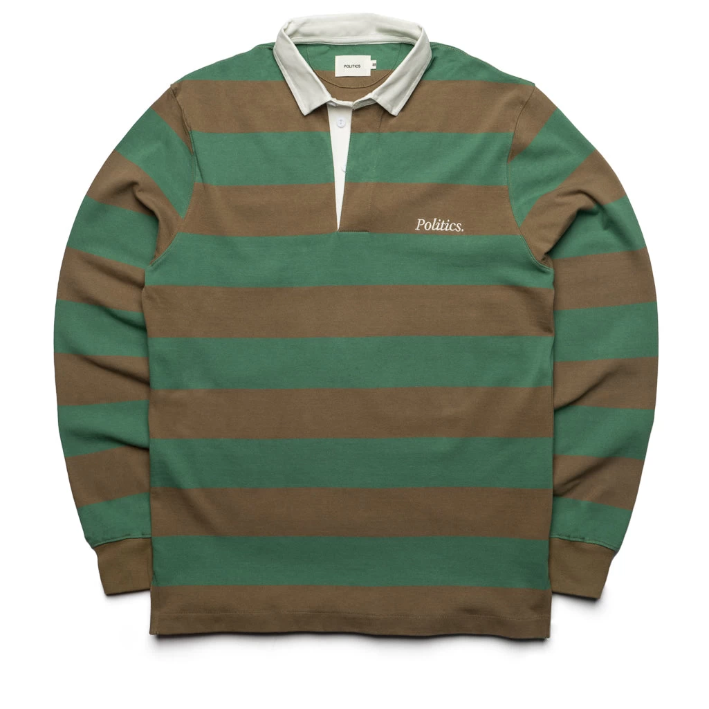 Politics L/S Rugby Shirt - Green/Brown 3 Politics L/S Rugby Shirt - Green/Brown