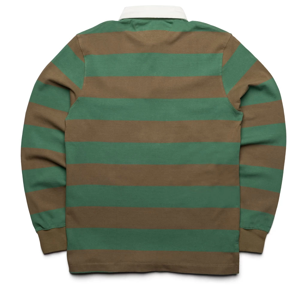 Politics L/S Rugby Shirt - Green/Brown 4 Politics L/S Rugby Shirt - Green/Brown - Image 2