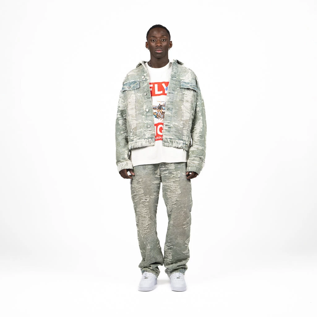 Purple Brand Oversized Jacquard Vintage Denim Jacket - Light Indigo 6 Purple Brand Oversized Jacquard Vintage Denim Jacket - Light Indigo - Image 4