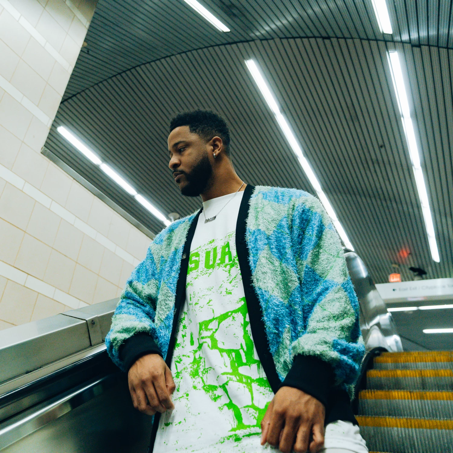 Pleasures Rev Cardigan - Aqua 6 Pleasures Rev Cardigan - Aqua - Image 4