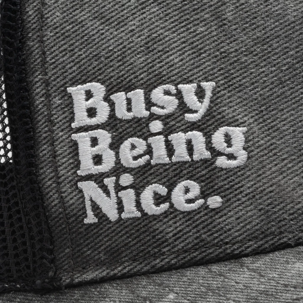 Politics X 47 Brand Busy Being Nice Trucker Hat - Black 8 Politics X 47 Brand Busy Being Nice Trucker Hat - Black - Image 6