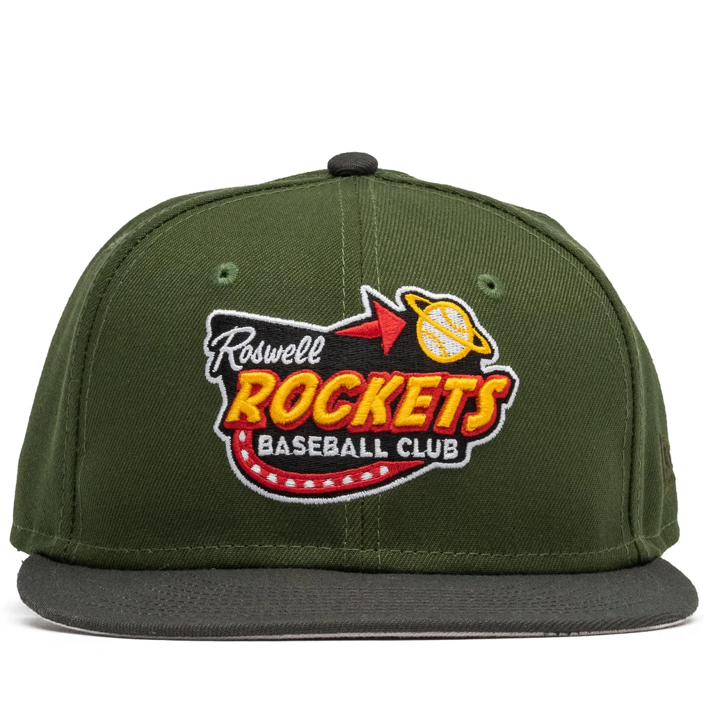 New Era X Politics Roswell Rockets 59FIFTY Fitted Hat - Olive/Pewter 3 New Era X Politics Roswell Rockets 59FIFTY Fitted Hat - Olive/Pewter