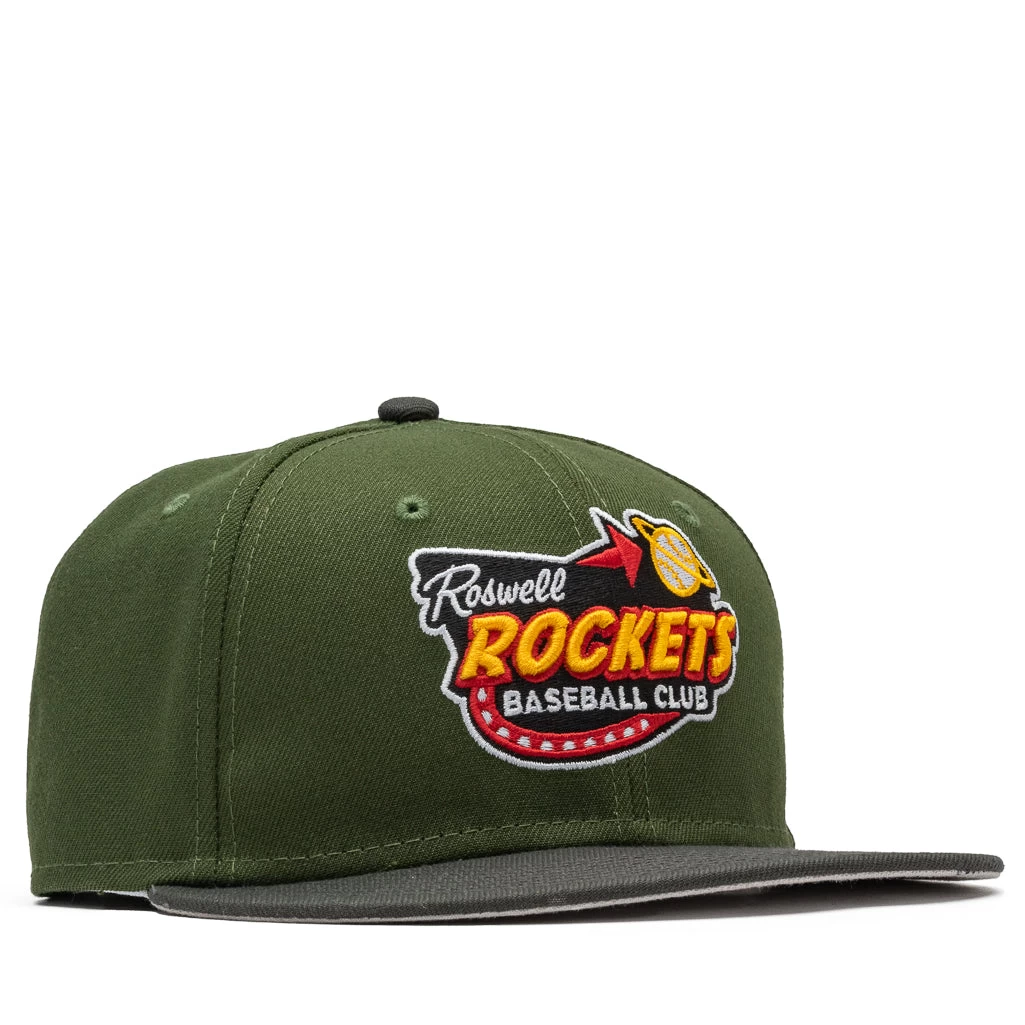 New Era X Politics Roswell Rockets 59FIFTY Fitted Hat - Olive/Pewter 8 New Era X Politics Roswell Rockets 59FIFTY Fitted Hat - Olive/Pewter - Image 6