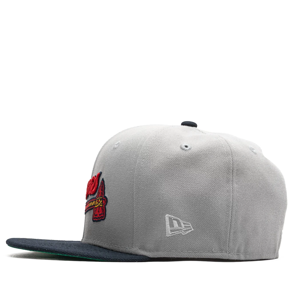 New Era X Politics Atlanta Braves 59FIFTY Fitted Hat - Grey/Navy 6 New Era X Politics Atlanta Braves 59FIFTY Fitted Hat - Grey/Navy - Image 4