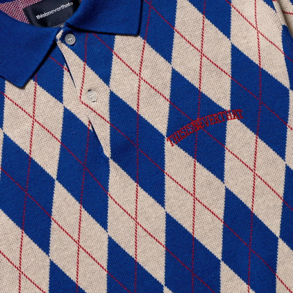 Thisisneverthat Argyle Knit Polo - Blue 5 Thisisneverthat Argyle Knit Polo - Blue - Image 3