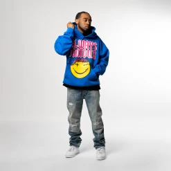 Always On Tour Smiley Hoodie - Blue 11 Always On Tour Smiley Hoodie - Blue -Fashion clothing Sneaker Politics AOT trip012 modeled 131 113173 WB 1