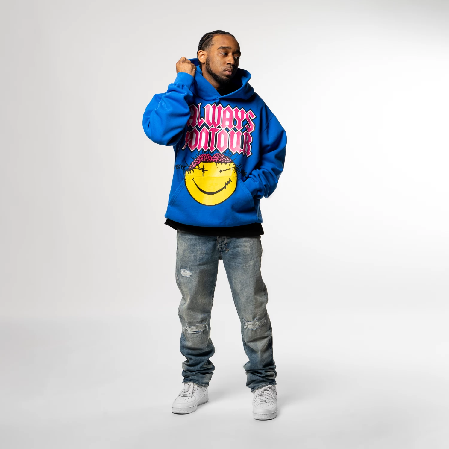 Always On Tour Smiley Hoodie - Blue 7 Always On Tour Smiley Hoodie - Blue - Image 5