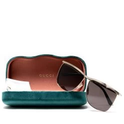 Gucci Rectangle Sunglasses - Gold/Grey -Fashion clothing Sneaker Politics GG0821S 001 Web 4