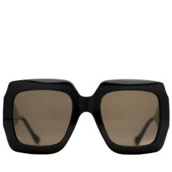 Women's Gucci Geometric Sunglasses - Black/Brown