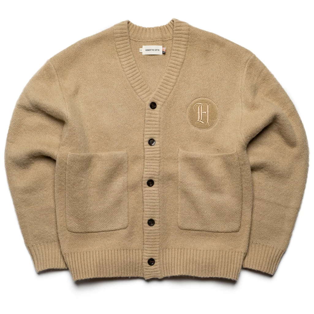 Honor The Gift Stamped Patch Cardigan - Tan 3 Honor The Gift Stamped Patch Cardigan - Tan