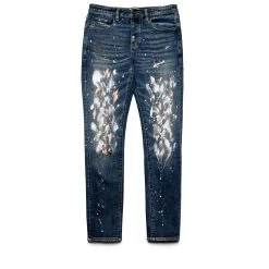 Neon Denim Paint Splatter - Blue