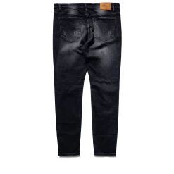 Profound Aesthetic Mid Washed Skinny Fit Jeans - Grey/Black -Fashion clothing Sneaker Politics PRFNDDestroyedPrintJeansGrey 135 103870 WB 2