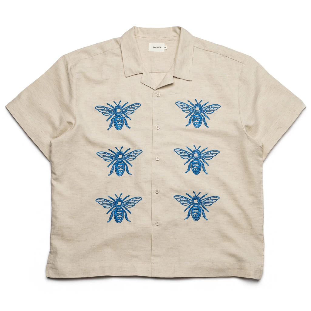 Politics Busy Being Nice Camp Shirt - Cream