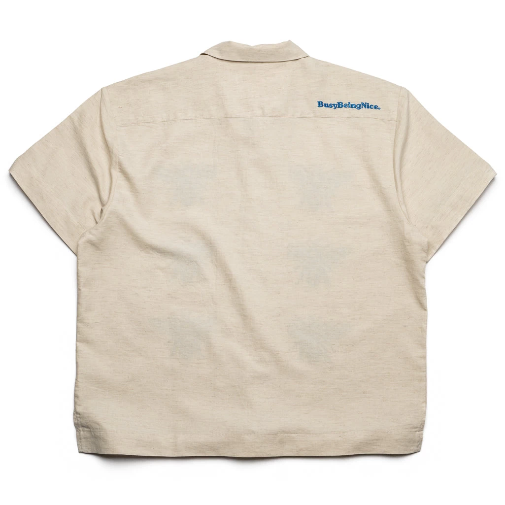 Politics Busy Being Nice Camp Shirt - Cream 4 Politics Busy Being Nice Camp Shirt - Cream - Image 2