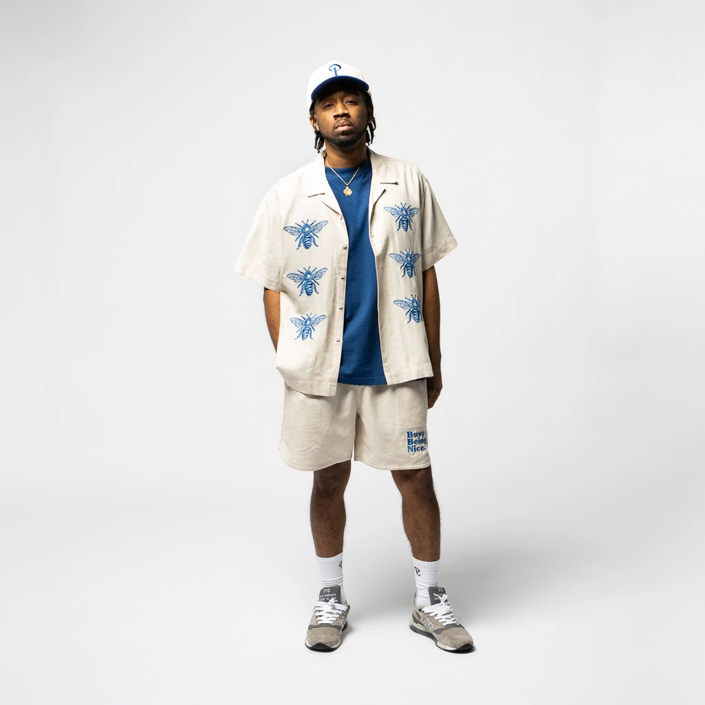 Politics Busy Being Nice Camp Shirt - Cream 5 Politics Busy Being Nice Camp Shirt - Cream - Image 3